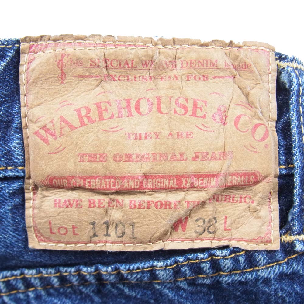 WAREHOUSE ウエアハウス 1101 BIG E TYPE 12oz USED WASH 2ND-HAND セコハン ユーズド加工 デニム インディゴブルー系 38【美品】【中古】