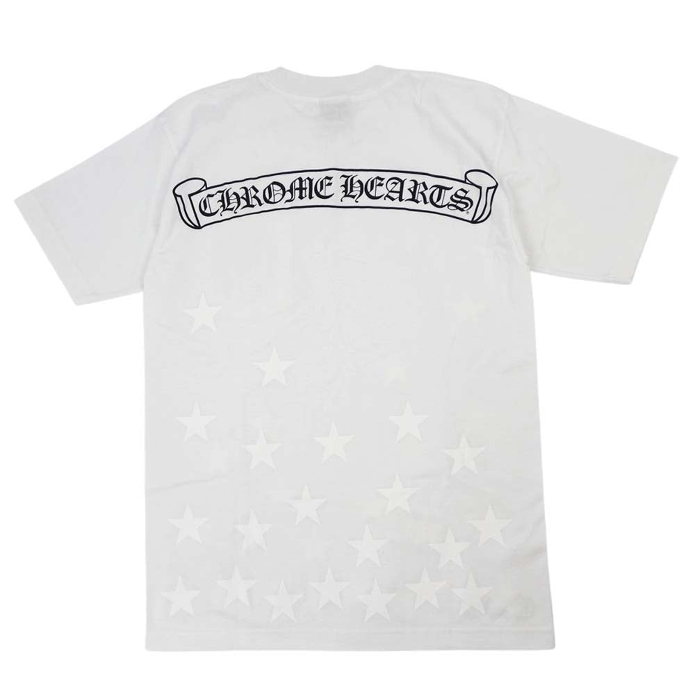 CHROME HEARTS クロムハーツ（原本無） 国内正規品 USA製 ホースシュー スクロールラベル スタープリント ポケット付き S/S Tシャツ ホワイト系 M【中古】