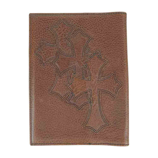 CHROME HEARTS クロムハーツ（原本無） PASSPORT COVER 3セメタリー クロスパッチ レザー パスポートケース ブラウン系【中古】