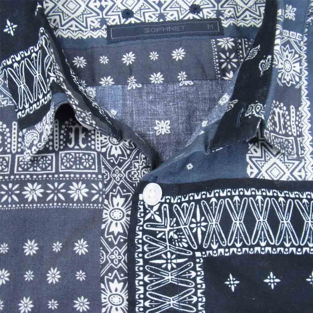 SOPHNET. ソフネット SOPH-180020 BANDANA REGULAR COLLAR SHIRT バンダナ レギュラー カラー 長袖 シャツ ブラック系 M【中古】
