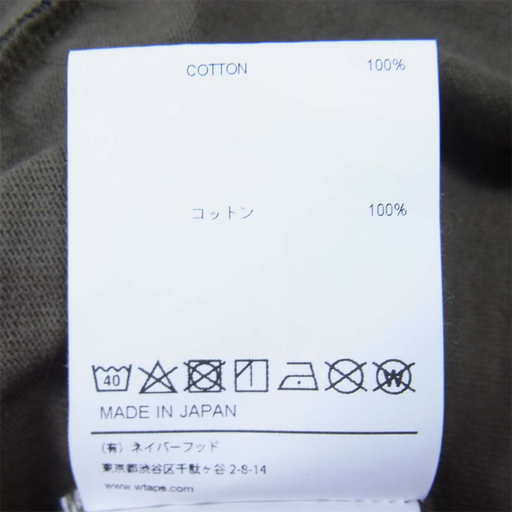 WTAPS ダブルタップス 20SS 201ATDT-CSM35 SNEAK PEAK TEE COTTON 長袖 Tシャツ OLIVEDRAB S【中古】