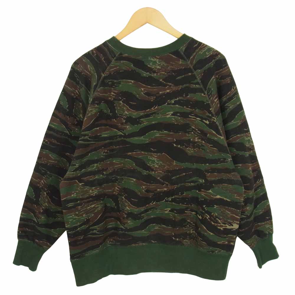WTAPS ダブルタップス 16AW 162ATDT-CSM10S DESIGN CREW NECK SWEAT SHIRT TIGER STRIPE クルーネック タイガー ストライプ スウェット カーキ系 S【中古】