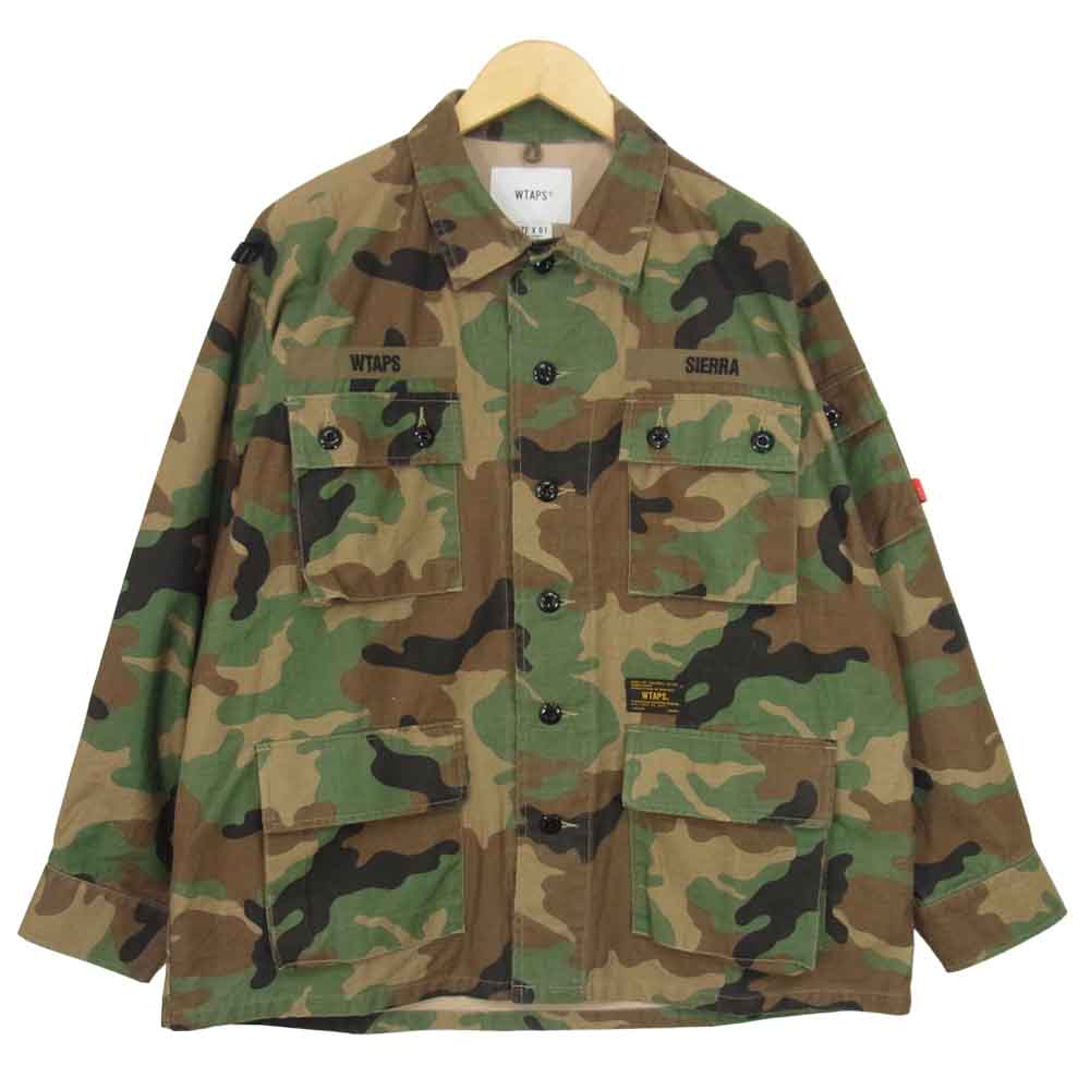 WTAPS ダブルタップス 17AW 172GWDT-SHM02 JUNGLE LS 02 SHIRT COTTON SATIN CAMO ジャングル ロングスリーブ シャツ カーキ系 S【中古】