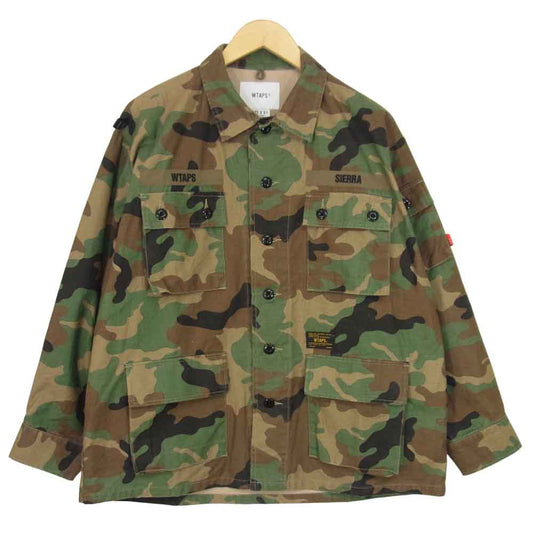 WTAPS ダブルタップス 17AW 172GWDT-SHM02 JUNGLE LS 02 SHIRT COTTON SATIN CAMO ジャングル ロングスリーブ シャツ カーキ系 S【中古】