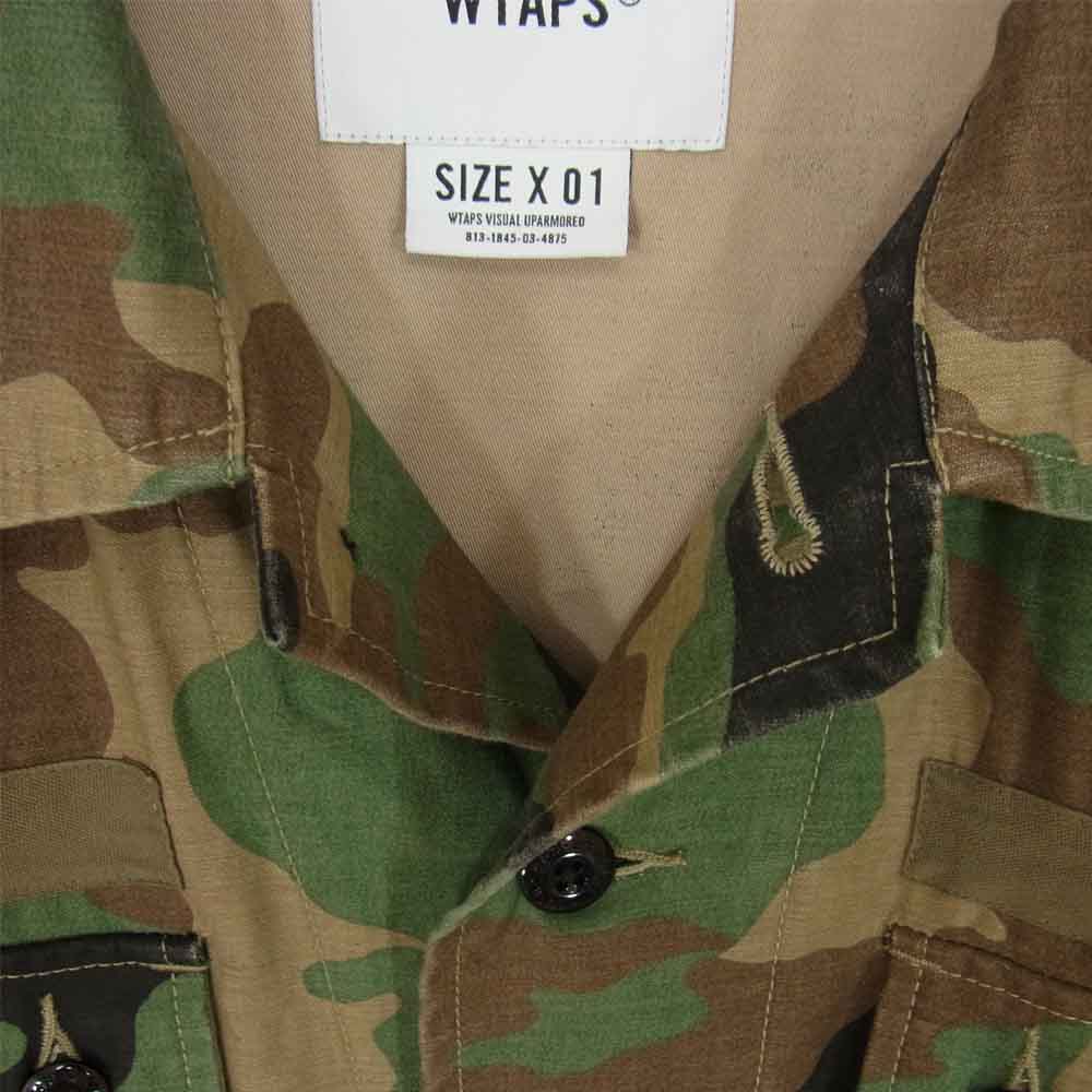 WTAPS ダブルタップス 17AW 172GWDT-SHM02 JUNGLE LS 02 SHIRT COTTON SATIN CAMO ジャングル ロングスリーブ シャツ カーキ系 S【中古】