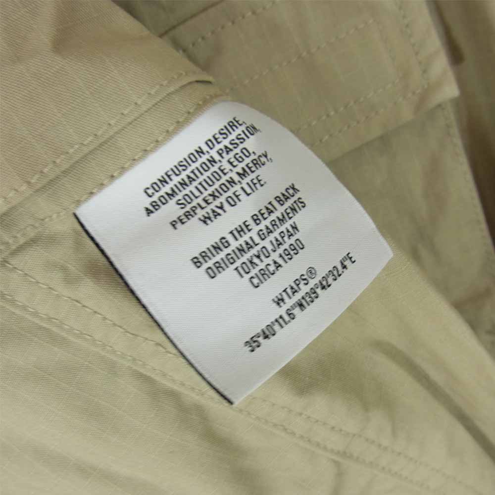 WTAPS ダブルタップス 20AW 202BRDT-SHM02 MODULAR LS COTTON RIPSTOP モジュラー リップストップ シャツ ベージュ系 S【美品】【中古】