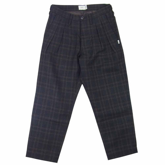 WTAPS ダブルタップス 20AW 202TQDT-PTM06 TUCK TROUSERS WOOL TWEES TEXTILE タック トラウザーズ パンツ ネイビー系 S【美品】【中古】
