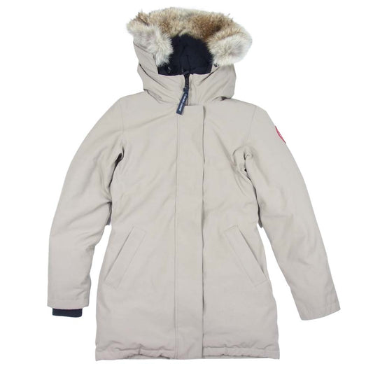 CANADA GOOSE カナダグース 3037JL R 国内正規品 グリフィンタグ VICTORIA PARKA ヴィクトリアパーカ ダウン ジャケット ベージュ系 XS【中古】