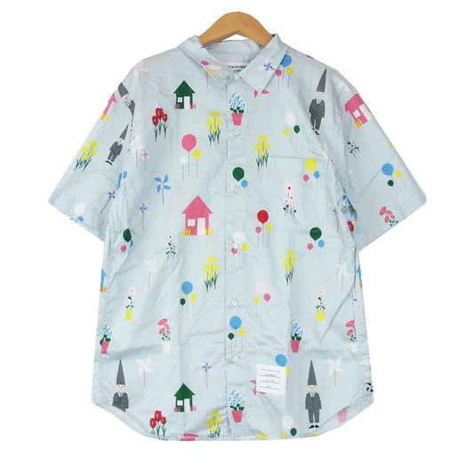 THOM BROWNE トムブラウン レギュラーカラー 半袖 シャツ ブルー系 1【中古】