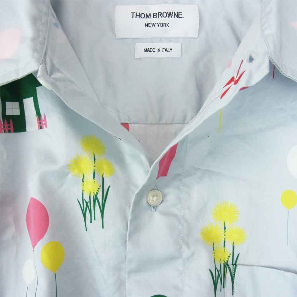 THOM BROWNE トムブラウン レギュラーカラー 半袖 シャツ ブルー系 1【中古】