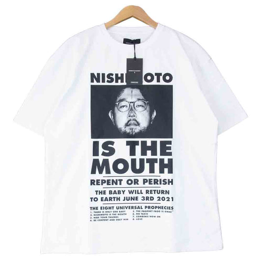 ニシモトイズザマウス NIM-L11 S/S T-SHIRT プリント 半袖 Tシャツ ホワイト系 L【新古品】【未使用】【中古】