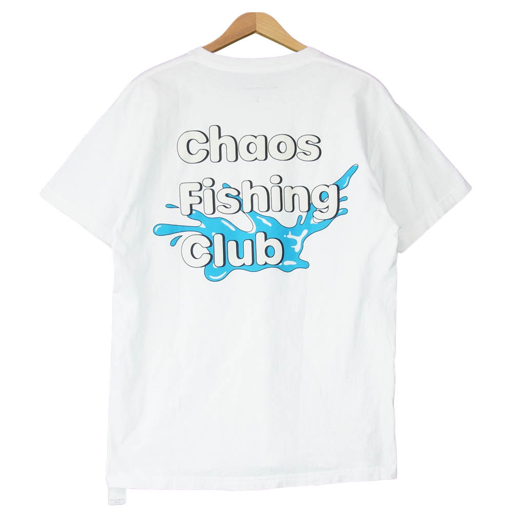 カオスフィッシングクラブ ロゴ クルーネック 半袖 Tシャツ ホワイト系 L【美品】【中古】
