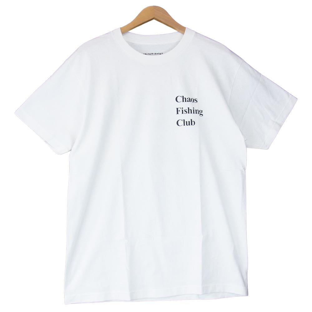 カオスフィッシングクラブ ロゴ クルーネック 半袖 Tシャツ ホワイト系 L【極上美品】【中古】