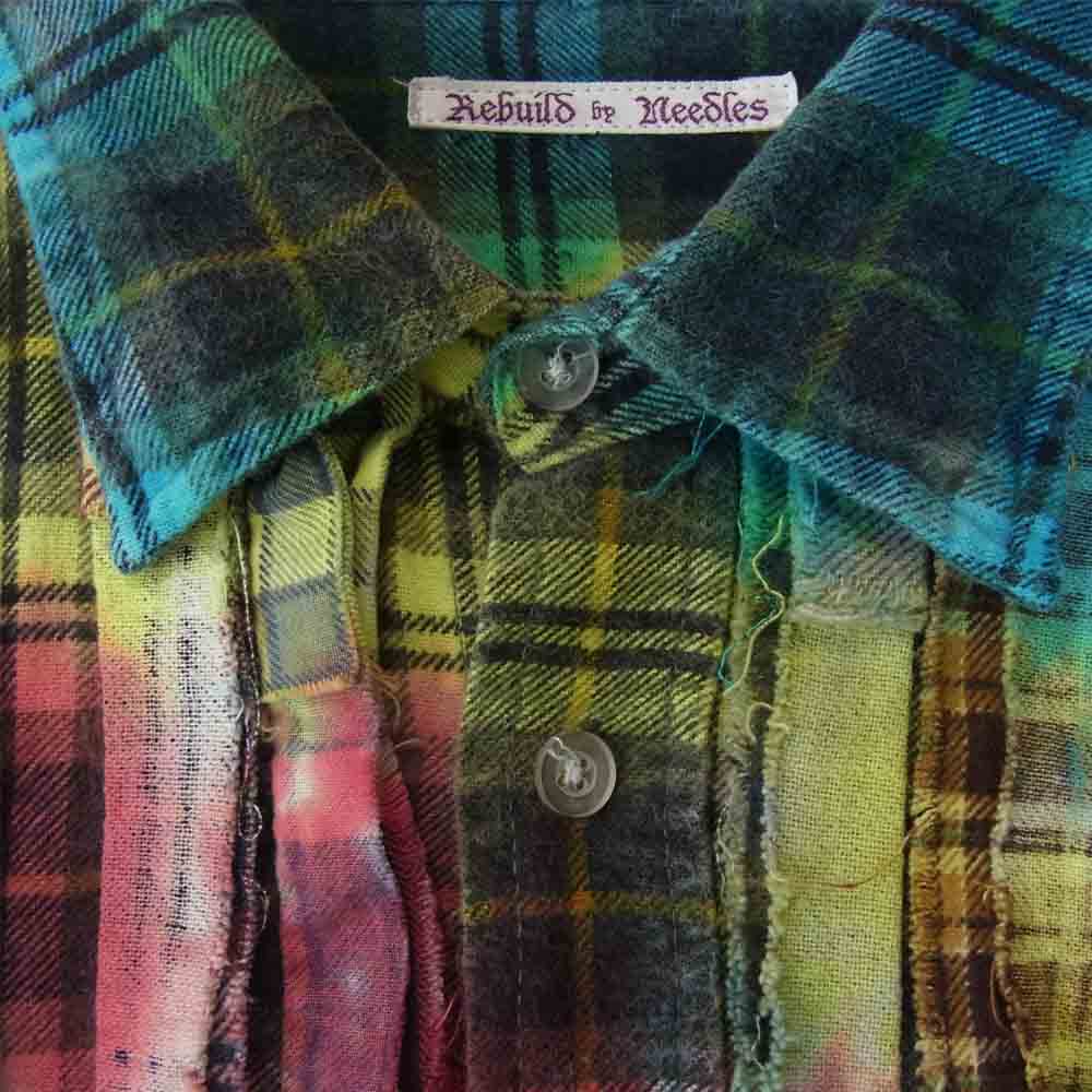リビルドバイニードルス HM307 Flannel Shirt Tie Dye チェック リメイク タイダイ フランネルシャツ マルチカラー系【中古】