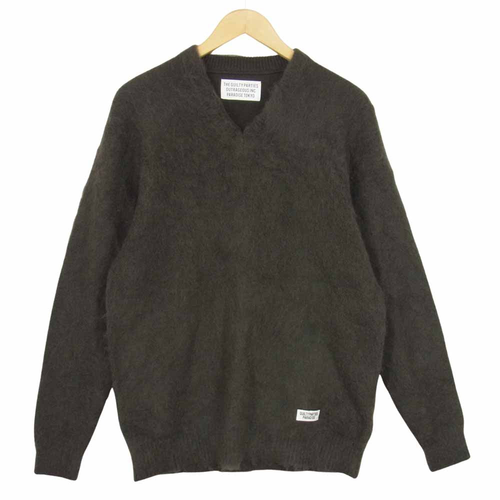 WACKO MARIA ワコマリア 18FW-WMK-KN18 V NECK MOHAIR SWEATER Vネック モヘア セーター グレー系 M【美品】【中古】