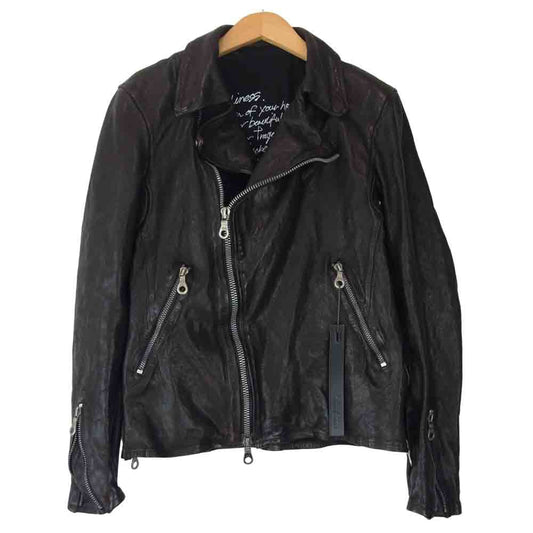 ISAMUKATAYAMA BACKLASH イサムカタヤマバックラッシュ 1254-02 イタリアンショルダー 製品染め  ダブル ライダース レザー ジャケット ブラウン系 S【新古品】【未使用】【中古】