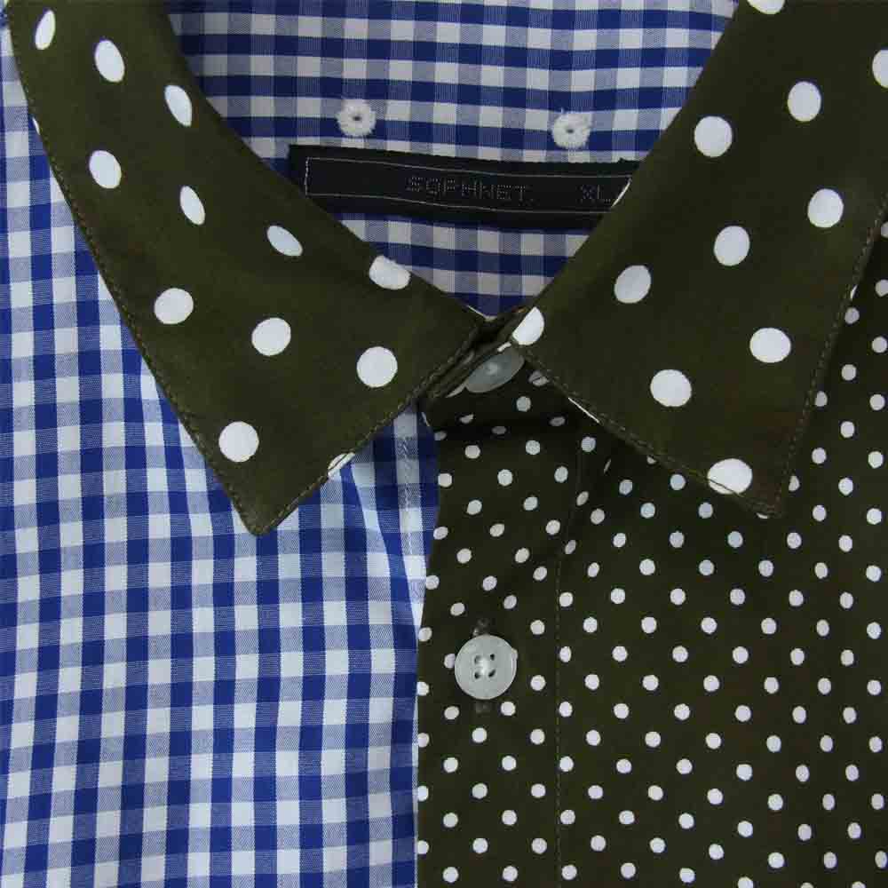 SOPHNET. ソフネット 200046 PANELED REGULAR COLLAR SHIRT パネルド レギュラー カラー シャツ ブラウン系 カーキ系 XL【美品】【中古】