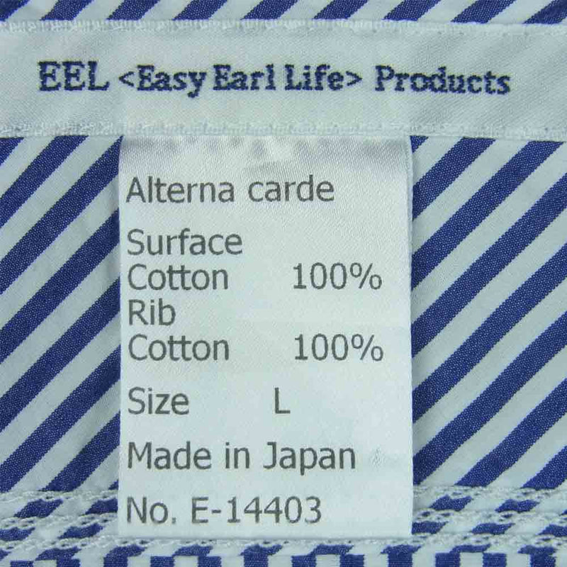EEL イール E-14403 オルタナ カーデ ストライプ シャツ カーディガン コットン 日本製 ブルー系 ホワイト系 L【中古】