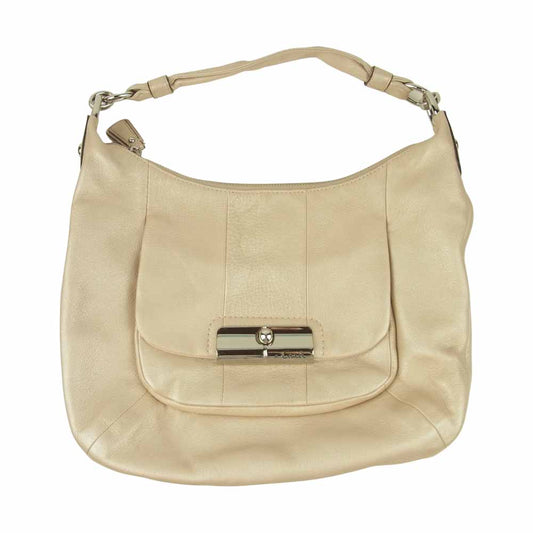 COACH コーチ 16808 クリスティン レザー ホーボー 2way ショルダー ハンド バッグ ベージュ系【中古】