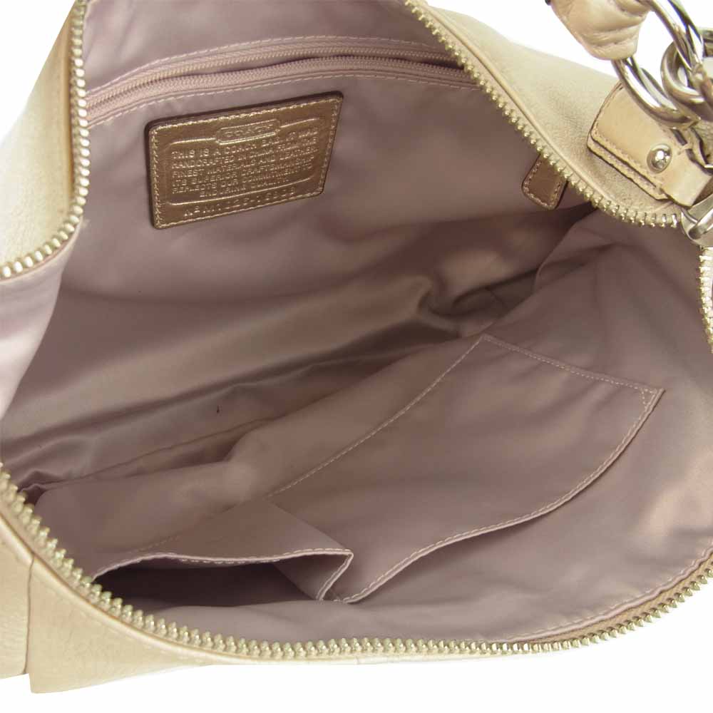 COACH コーチ 16808 クリスティン レザー ホーボー 2way ショルダー ハンド バッグ ベージュ系【中古】