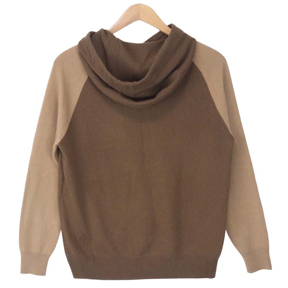 MAX MARA マックスマーラ XtF2T-hc-202118f097035 Brown Cashmere Liegi Hoodie Tobacco カシミヤ100％ プルオーバー ニット パーカー ブラウン系 XS【新古品】【未使用】【中古】
