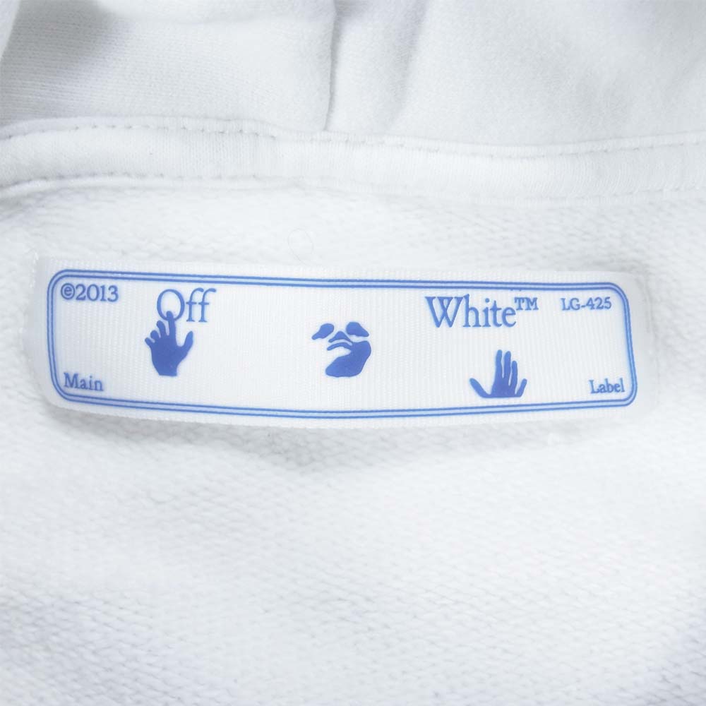 OFF-WHITE オフホワイト 20AW OMBB037E20FLE007 国内正規品 MASKED FACE OVER HOODIE オーバーサイズ フーディ ホワイト系 L【美品】【中古】