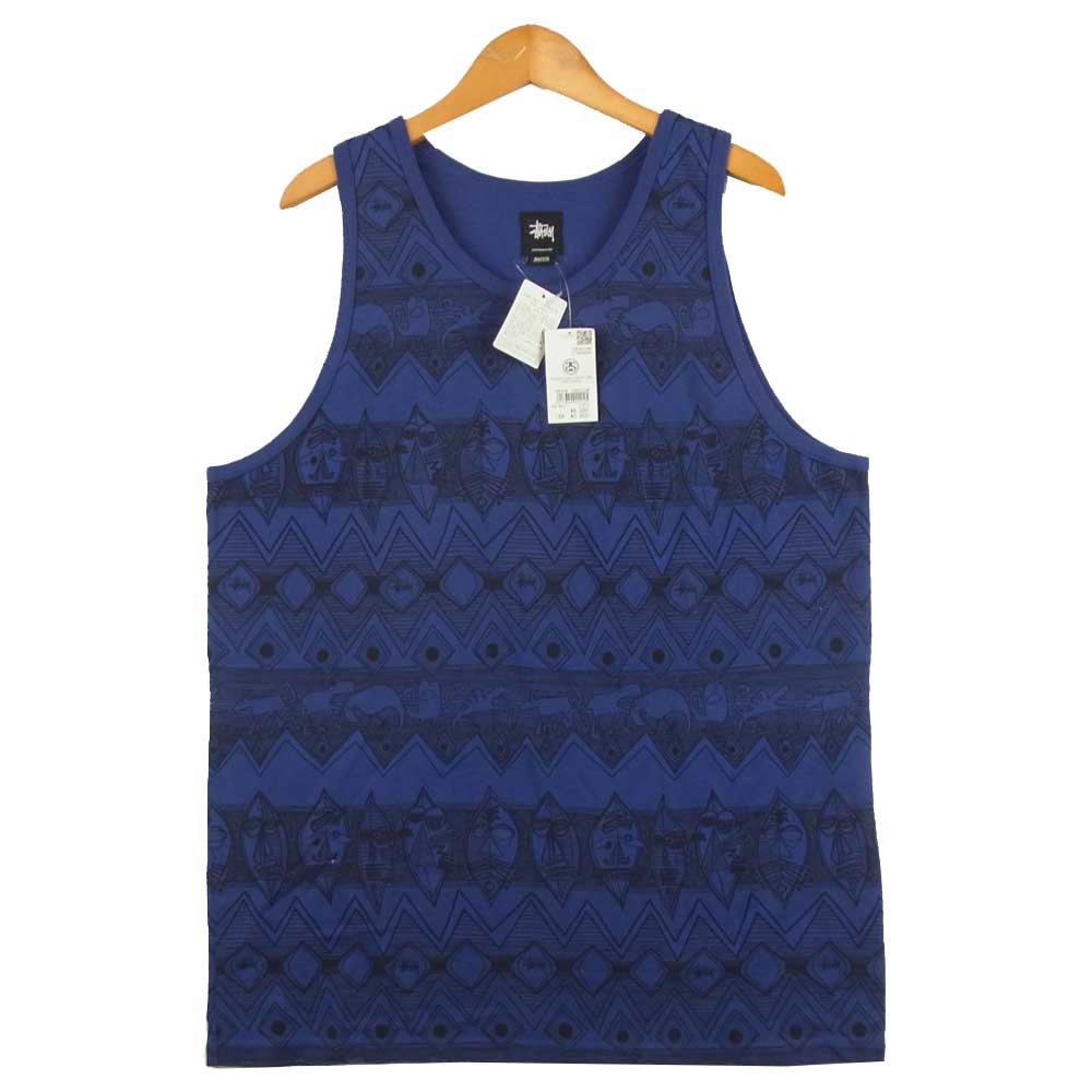 STUSSY ステューシー DYED ZULU TANK ZULU柄 タンクトップ コットン 中国製 パープル系 M【新古品】【未使用】【中古】