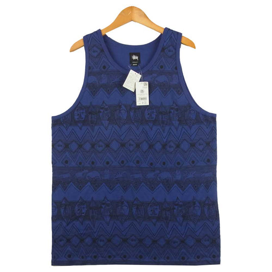 STUSSY ステューシー DYED ZULU TANK ZULU柄 タンクトップ コットン 中国製 パープル系 M【新古品】【未使用】【中古】