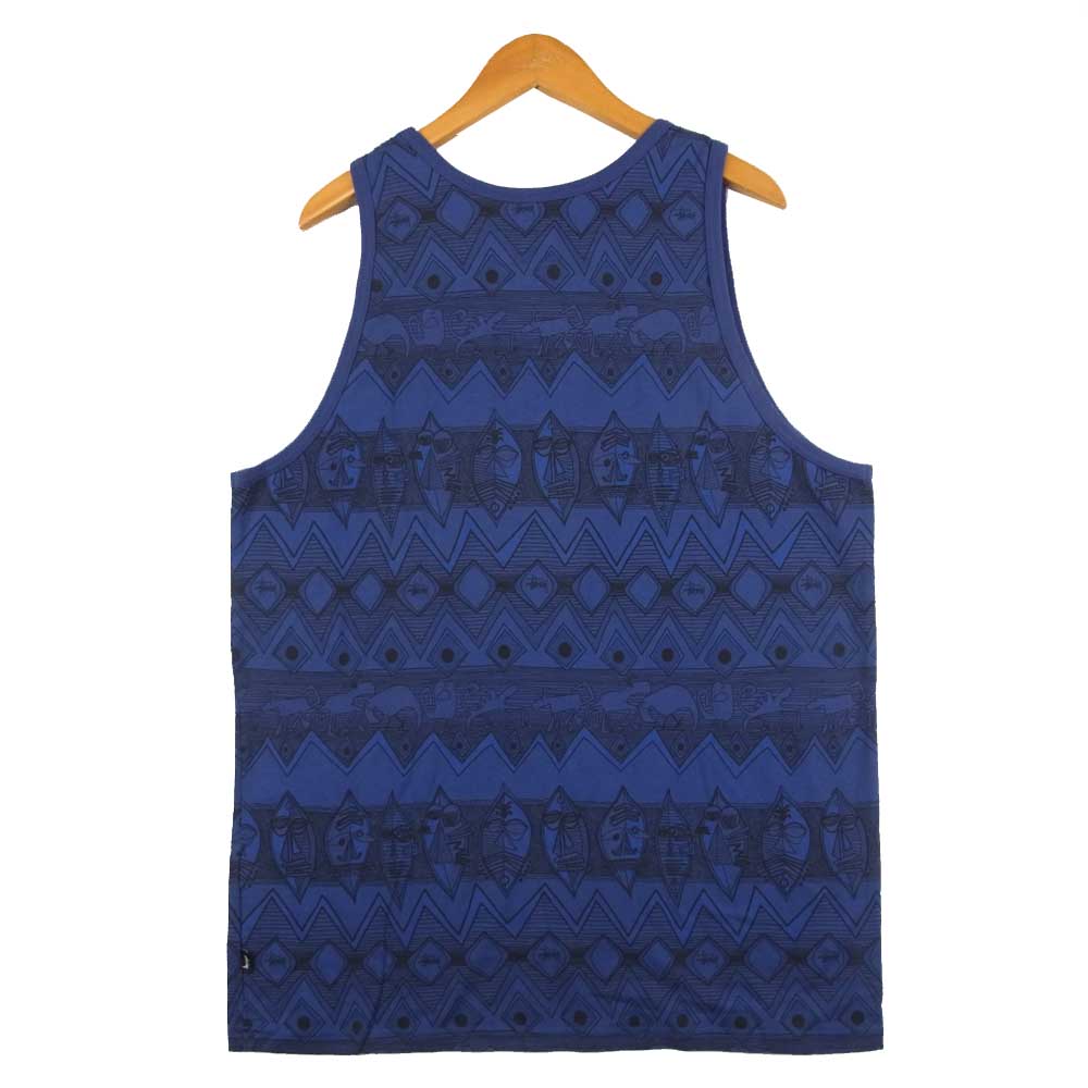 STUSSY ステューシー DYED ZULU TANK ZULU柄 タンクトップ コットン 中国製 パープル系 M【新古品】【未使用】【中古】