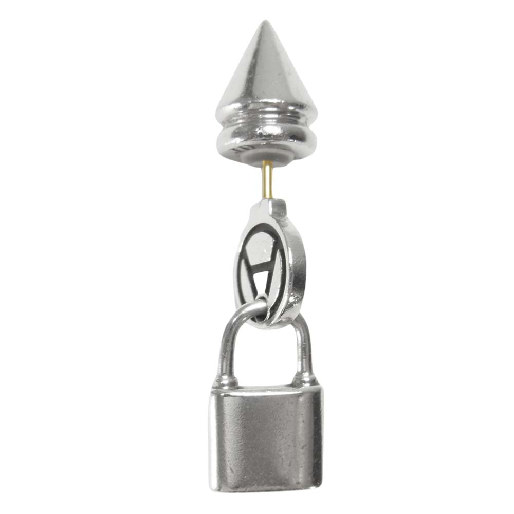 Justin Davis ジャスティンデイビス SEJ869 REBEL YELL SPIKE スパイク モチーフ アナーキーロゴ ピアス シルバー系【美品】【中古】