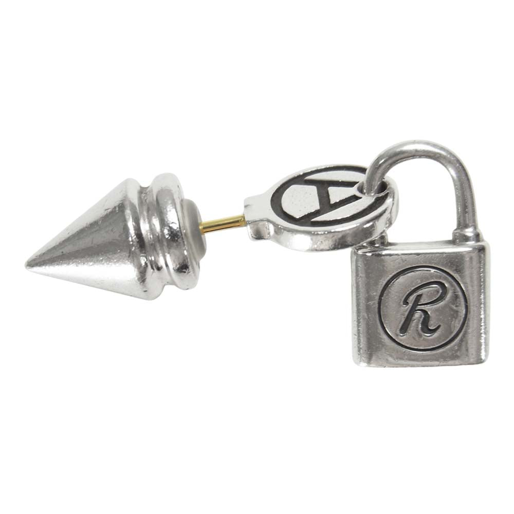 Justin Davis ジャスティンデイビス SEJ869 REBEL YELL SPIKE スパイク モチーフ アナーキーロゴ ピアス シルバー系【美品】【中古】