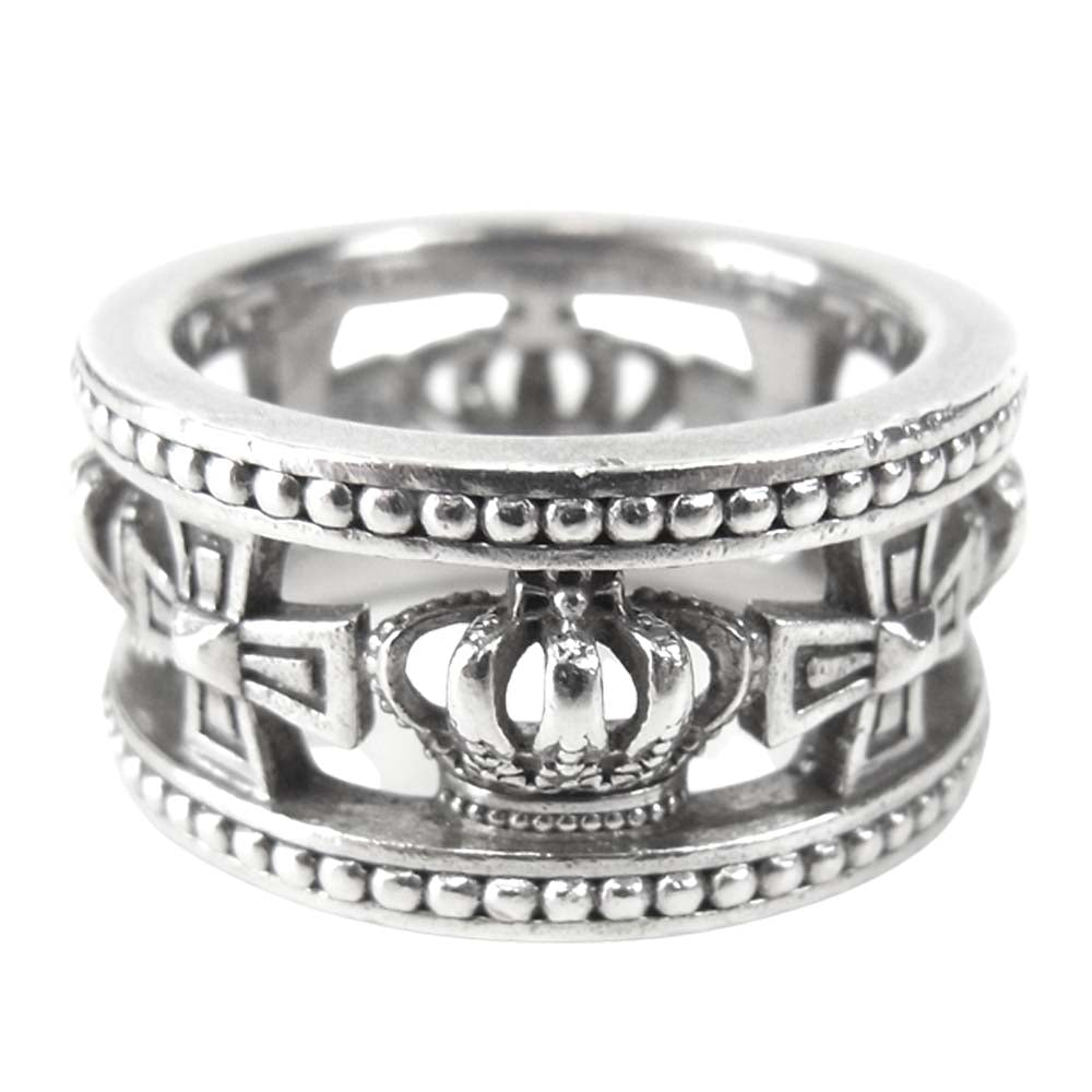 Justin Davis ジャスティンデイビス SRJ175 MEDIEVAL WEDDING BAND RING クロス クラウン バンド リング シルバー系 13号程度【中古】