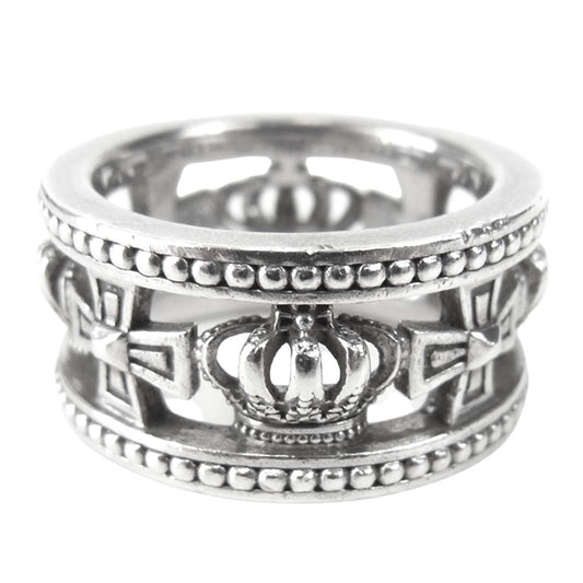 Justin Davis ジャスティンデイビス SRJ175 MEDIEVAL WEDDING BAND RING クロス クラウン バンド リング シルバー系 13号程度【中古】