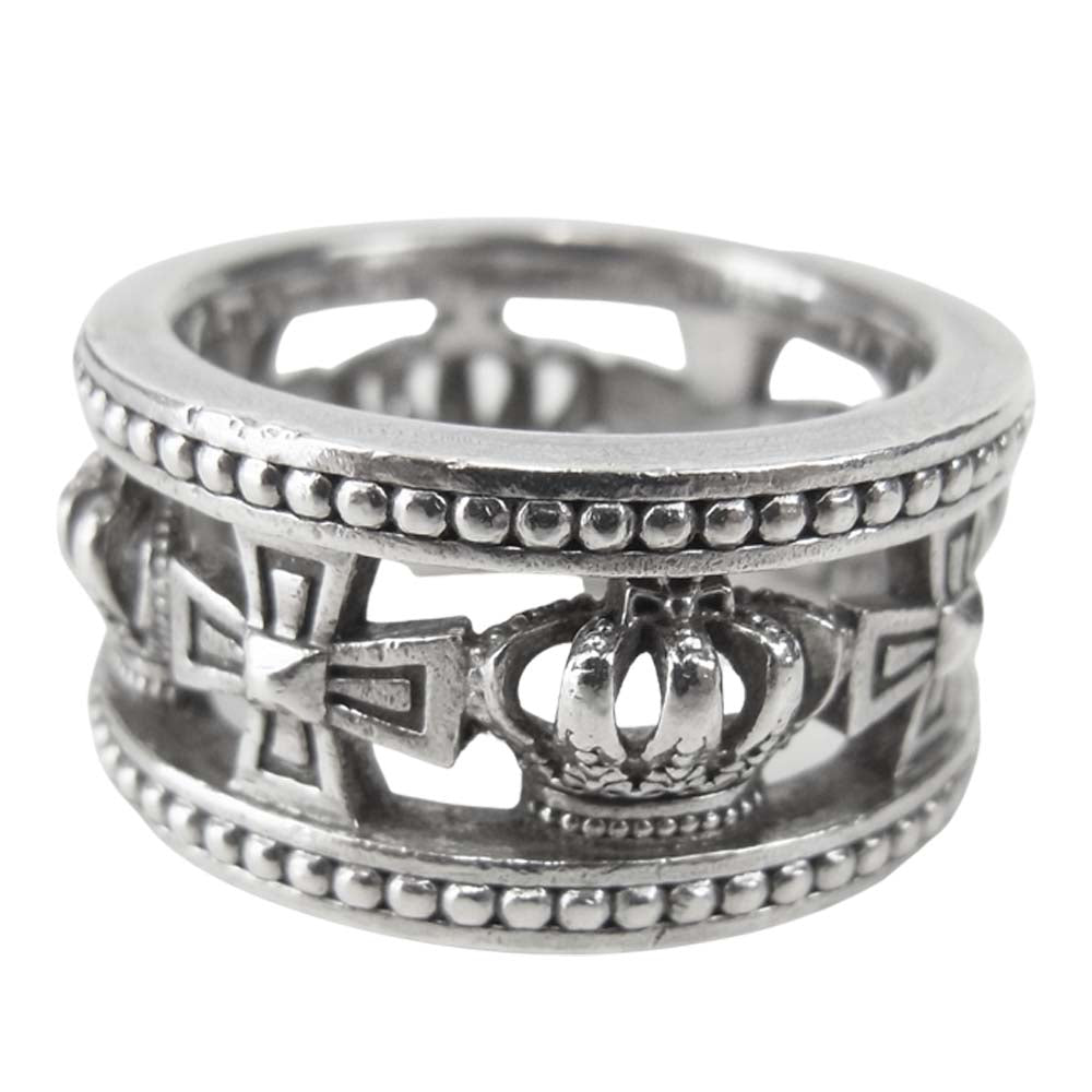 Justin Davis ジャスティンデイビス SRJ175 MEDIEVAL WEDDING BAND RING クロス クラウン バンド リング シルバー系 13号程度【中古】