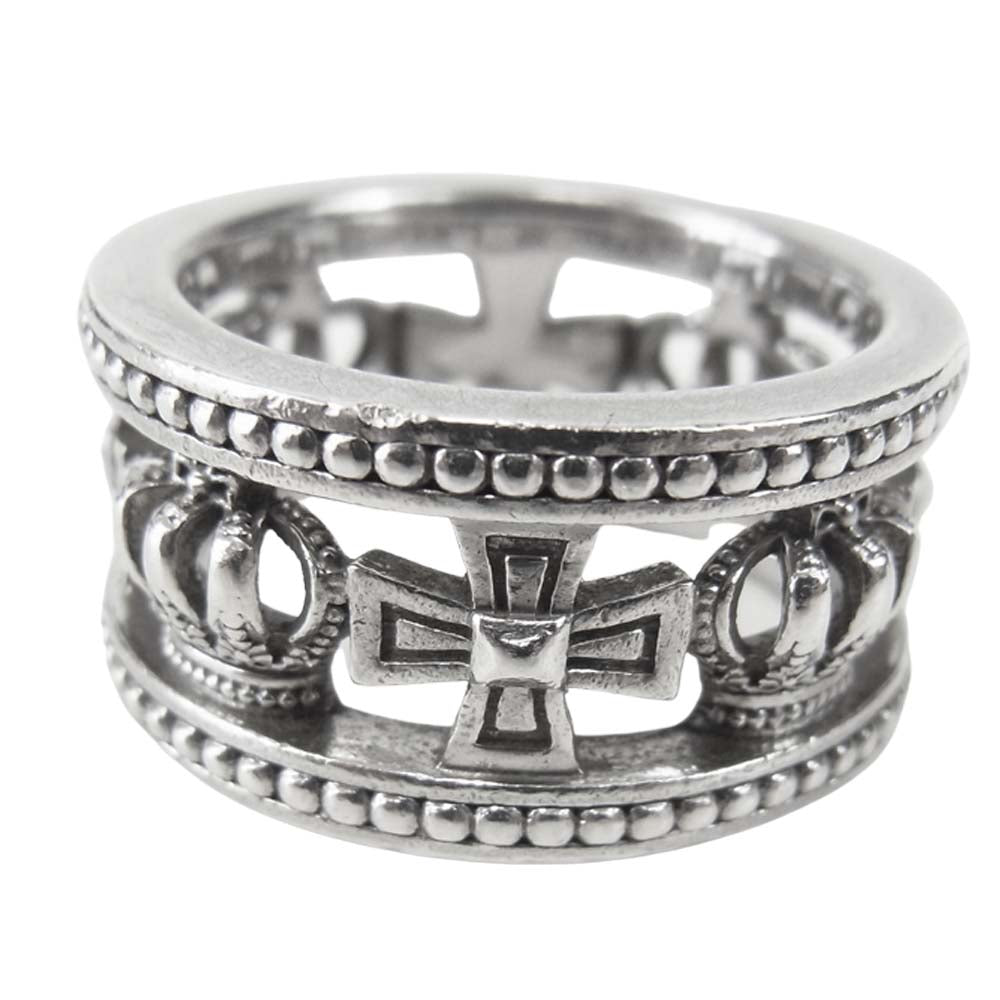 Justin Davis ジャスティンデイビス SRJ175 MEDIEVAL WEDDING BAND RING クロス クラウン バンド リング シルバー系 13号程度【中古】