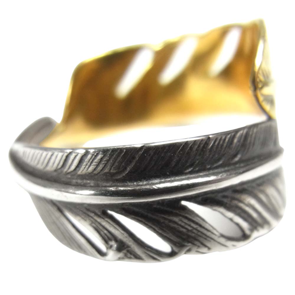 WINGROCK ウィングロック 18K コンビ ダブルフェザー リング ゴールド系 12号程度【中古】