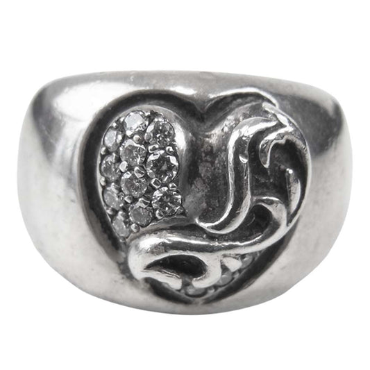 CHROME HEARTS クロムハーツ（原本有） HEART INBAND DMND ハートインバンド パヴェ ダイヤ リング シルバー系 7号程度【中古】