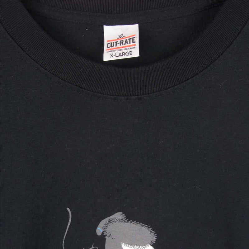 CUT RATE カットレイト HASKEY SHARAKU T-SHIRT しゃらく プリント 半袖 Tシャツ ブラック系 XL【美品】【中古】