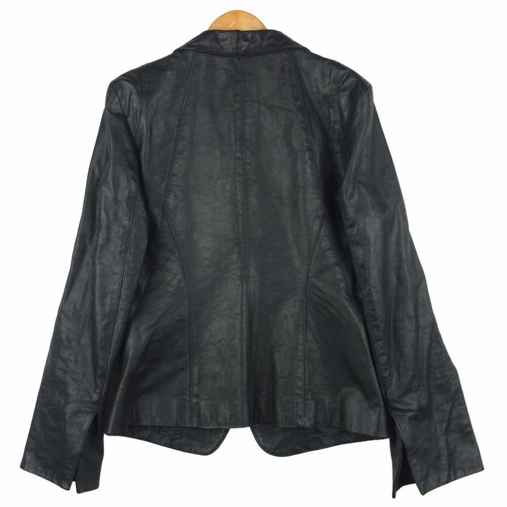 DKNY ディーケーエヌワイ レザー 1ボタン テーラード ジャケット 牛革 中国製 ブラック系 4【中古】