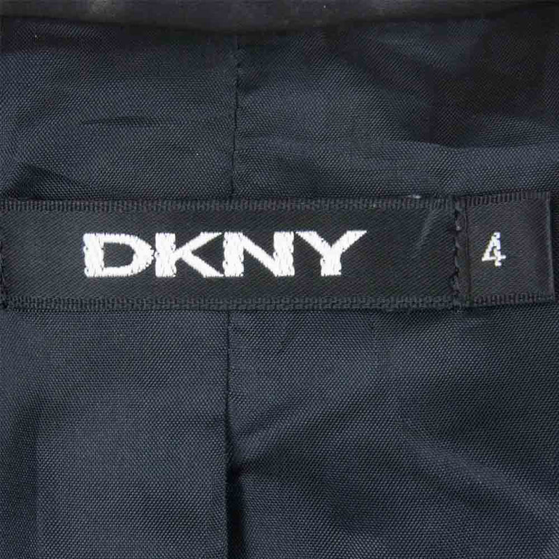 DKNY ディーケーエヌワイ レザー 1ボタン テーラード ジャケット 牛革 中国製 ブラック系 4【中古】