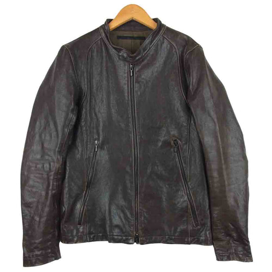 エストネーション レザー シングル ライダース ジャケット 子羊革 中国製 ブラウン系 S【中古】