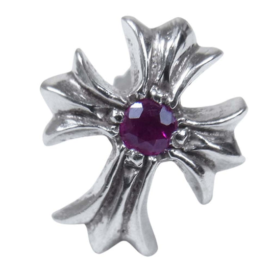CHROME HEARTS クロムハーツ（原本有） 18KWG CHクロス スタッド ホワイトゴールド ルビー ピアス 白金系【中古】
