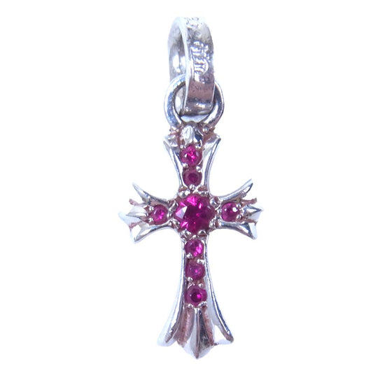 CHROME HEARTS クロムハーツ（原本有） 18KWG CHRM BBY FAT P/RUBY ベイビーファット チャーム パヴェ ルビー ネックレストップ 白金系【中古】