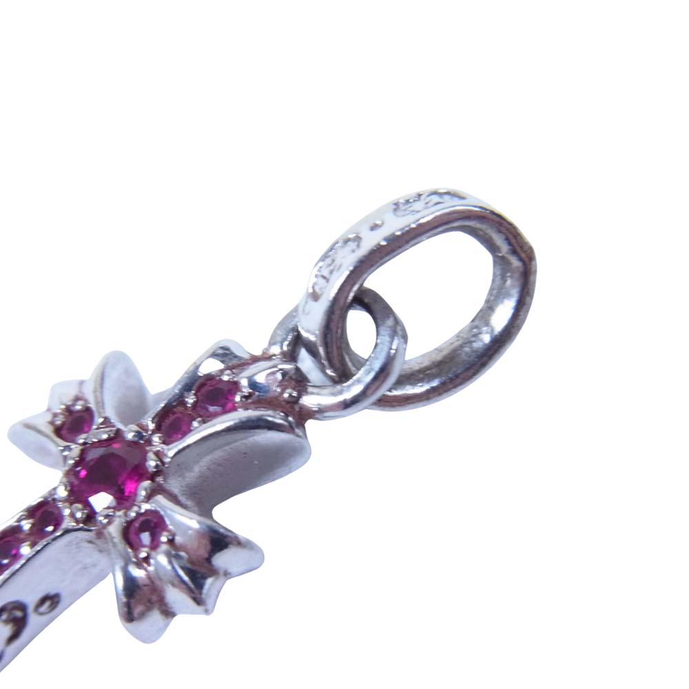 CHROME HEARTS クロムハーツ（原本有） 18KWG CHRM BBY FAT P/RUBY ベイビーファット チャーム パヴェ ルビー ネックレストップ 白金系【中古】