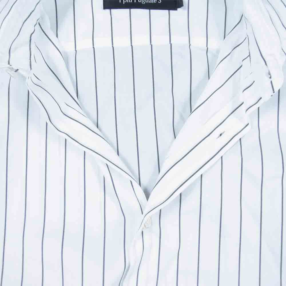 1piu1uguale3 ウノピュウノウグァーレトレ MRS126 HORIZONTAL SHIRT ホリゾンタル シャツ ストライプ ホワイト系 VI【美品】【中古】