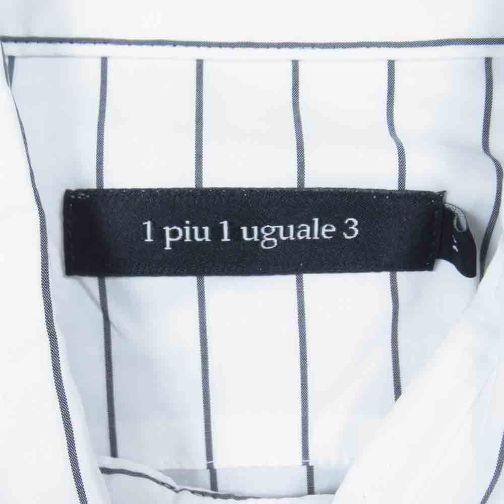 1piu1uguale3 ウノピュウノウグァーレトレ MRS126 HORIZONTAL SHIRT ホリゾンタル シャツ ストライプ ホワイト系 VI【美品】【中古】