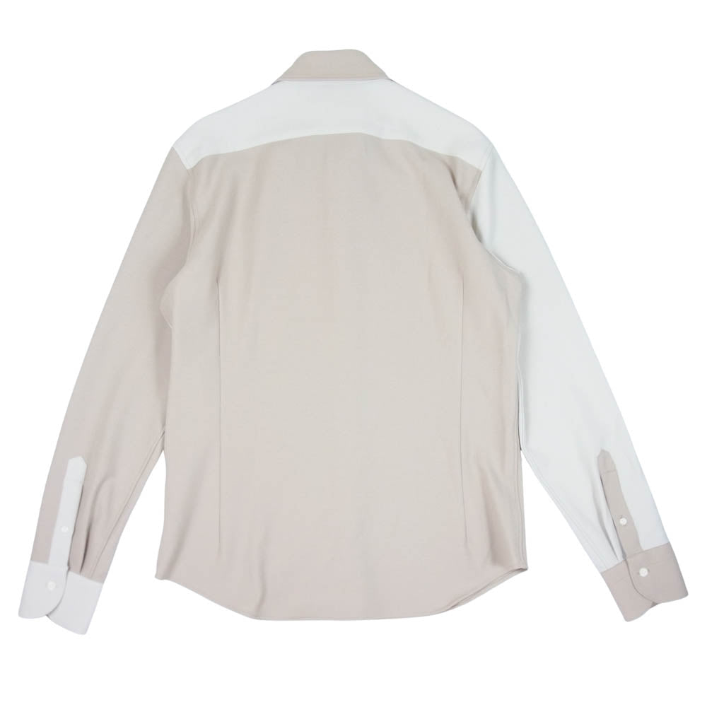 1piu1uguale3 ウノピュウノウグァーレトレ MRS134 PLAIN SHIRT 2トーン ホリゾンタルカラー プレーン 長袖 シャツ ベージュ系 VI【美品】【中古】