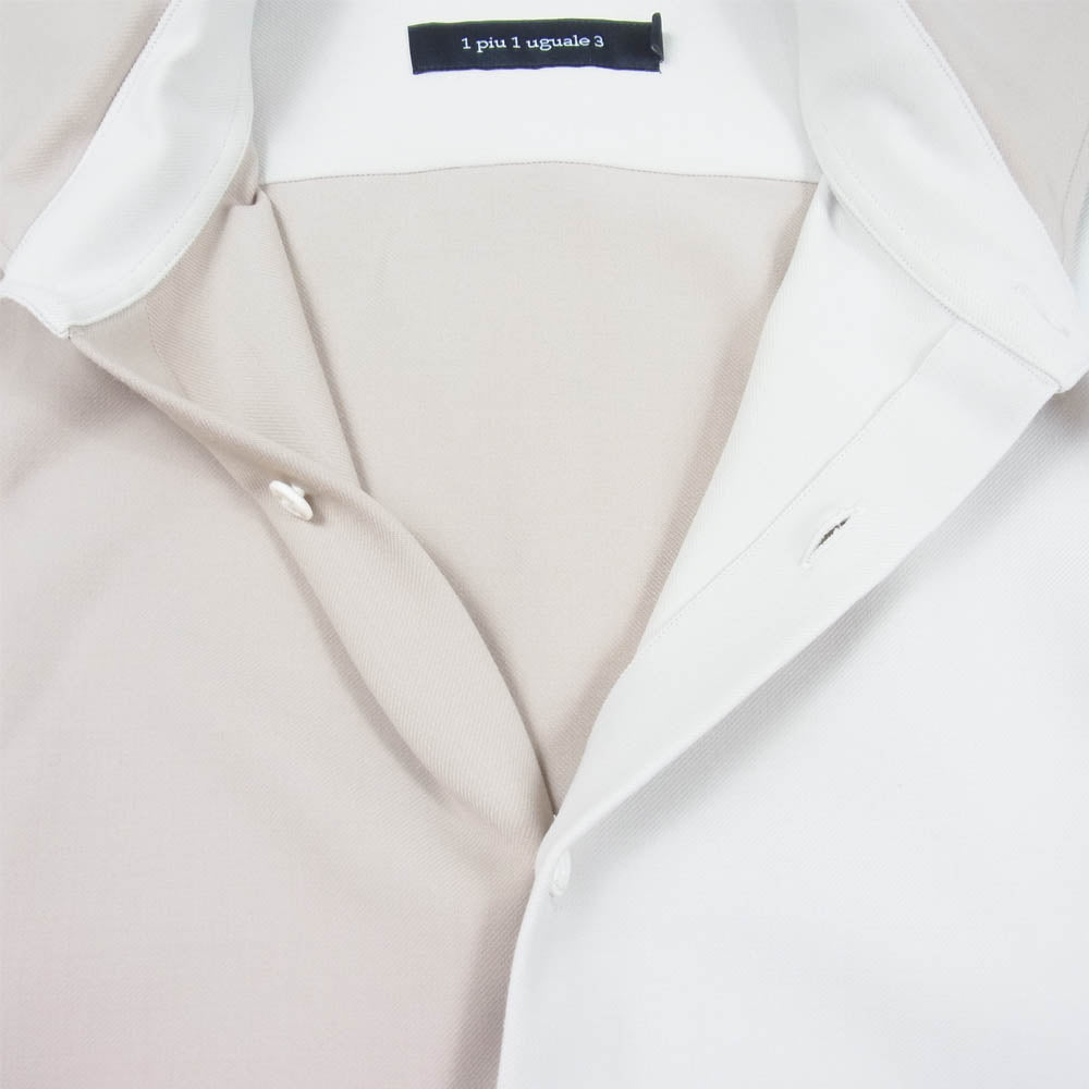 1piu1uguale3 ウノピュウノウグァーレトレ MRS134 PLAIN SHIRT 2トーン ホリゾンタルカラー プレーン 長袖 シャツ ベージュ系 VI【美品】【中古】