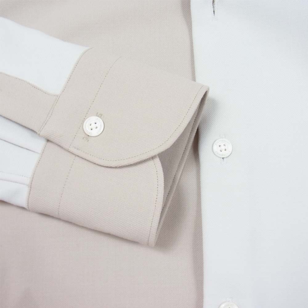 1piu1uguale3 ウノピュウノウグァーレトレ MRS134 PLAIN SHIRT 2トーン ホリゾンタルカラー プレーン 長袖 シャツ ベージュ系 VI【美品】【中古】