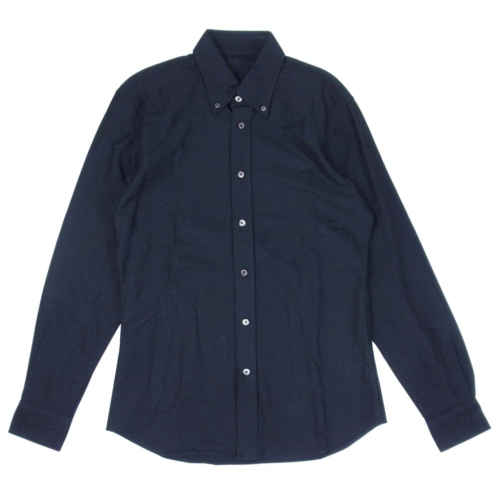 1piu1uguale3 ウノピュウノウグァーレトレ ルシアンペラフィネ LUCIEN PELLAT FINET MONOGRAM B.D SHIRTS ボタンダウン スカル 刺繍 長袖 シャツ ブラック系 M【美品】【中古】